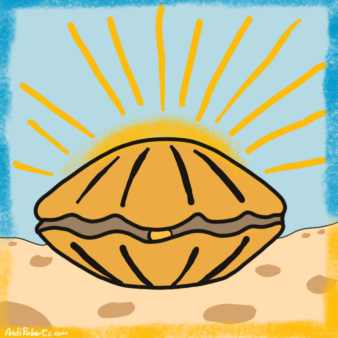 Clam with a pearl visible n a slightly open mouth with a glow. Supporting the idea that the silent people are not disengaged